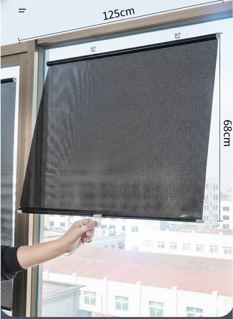 Window Sun Shade,Retractable Balcony Blackout Curtain,Home Use Window Sun Block Bathroom Heat Insulation Blackout Roller Blinds，68x125cm - Image 1